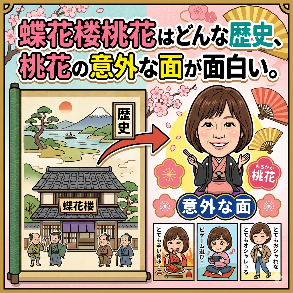 蝶花楼桃花,歴史,面白い