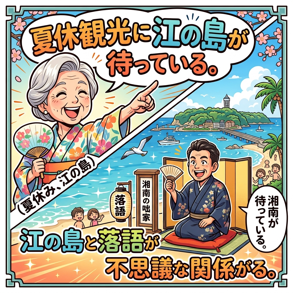 夏休み,江の島,落語,不思議,湘南