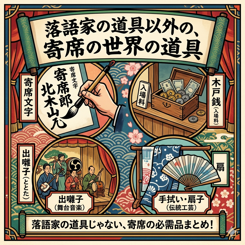 落語家,道具,寄席文字,木戸銭,出囃子,手拭い,扇子